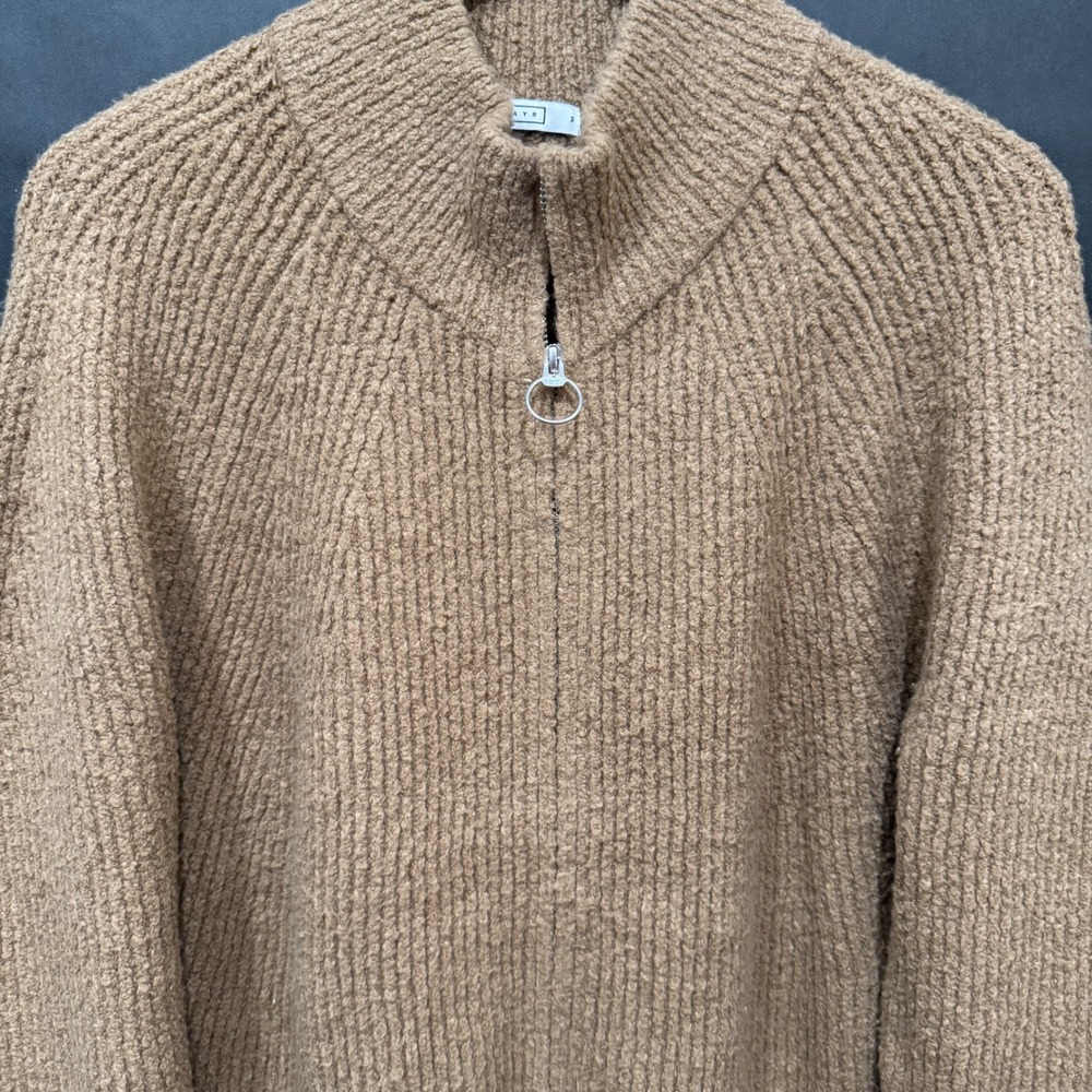 AYR The Mountain House Mens M Pecan Brown Organic Cotton Full Zip Sweater Jacket